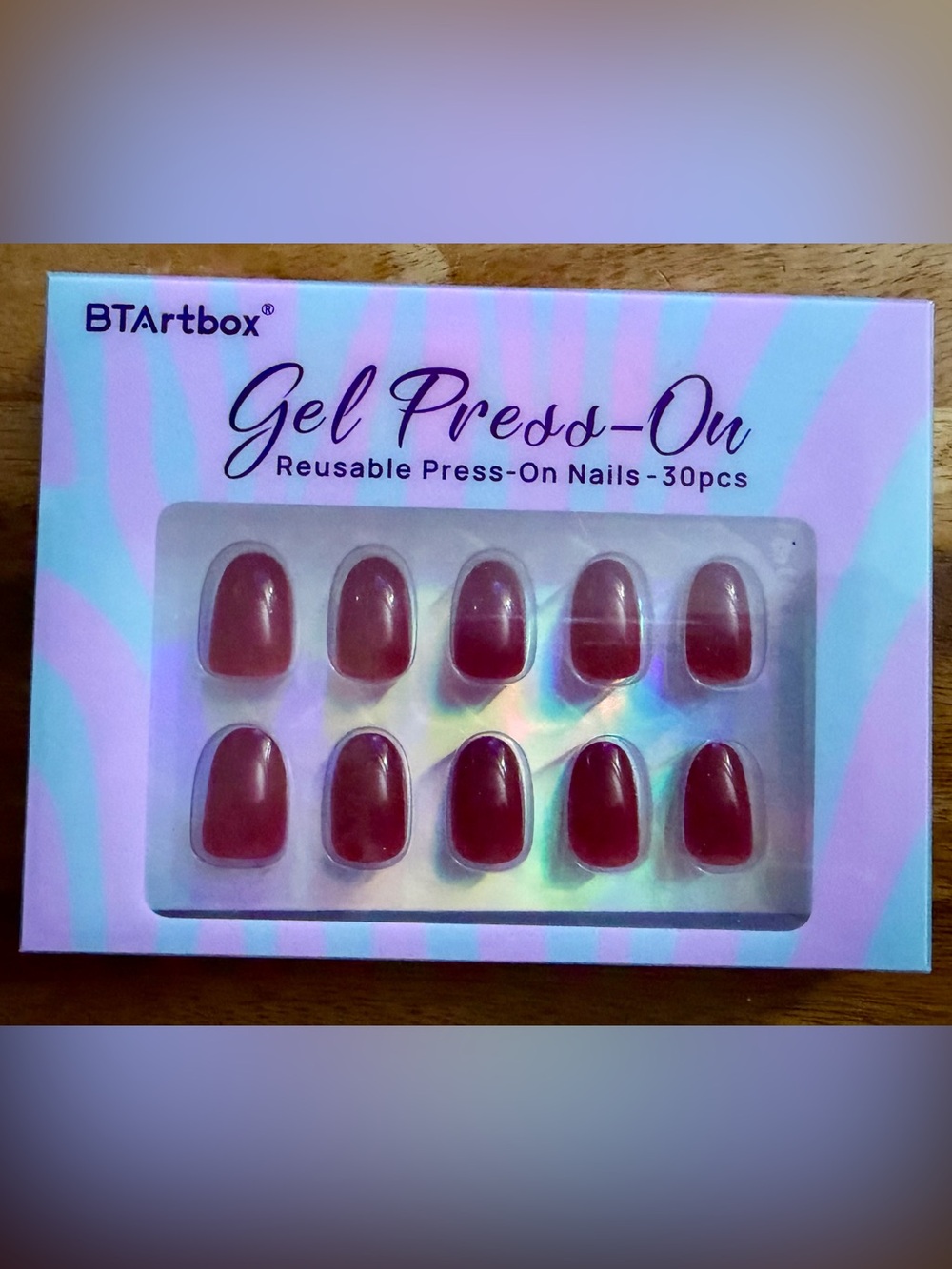 New BT Artbox Gel Press-On Reusable Nails - Cardinal Red